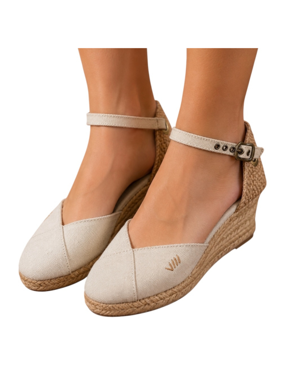 VISCATA Barcelona Espadrille Wedge Sandals Women’s EU 36 US 6 Beige Canvas Ankle